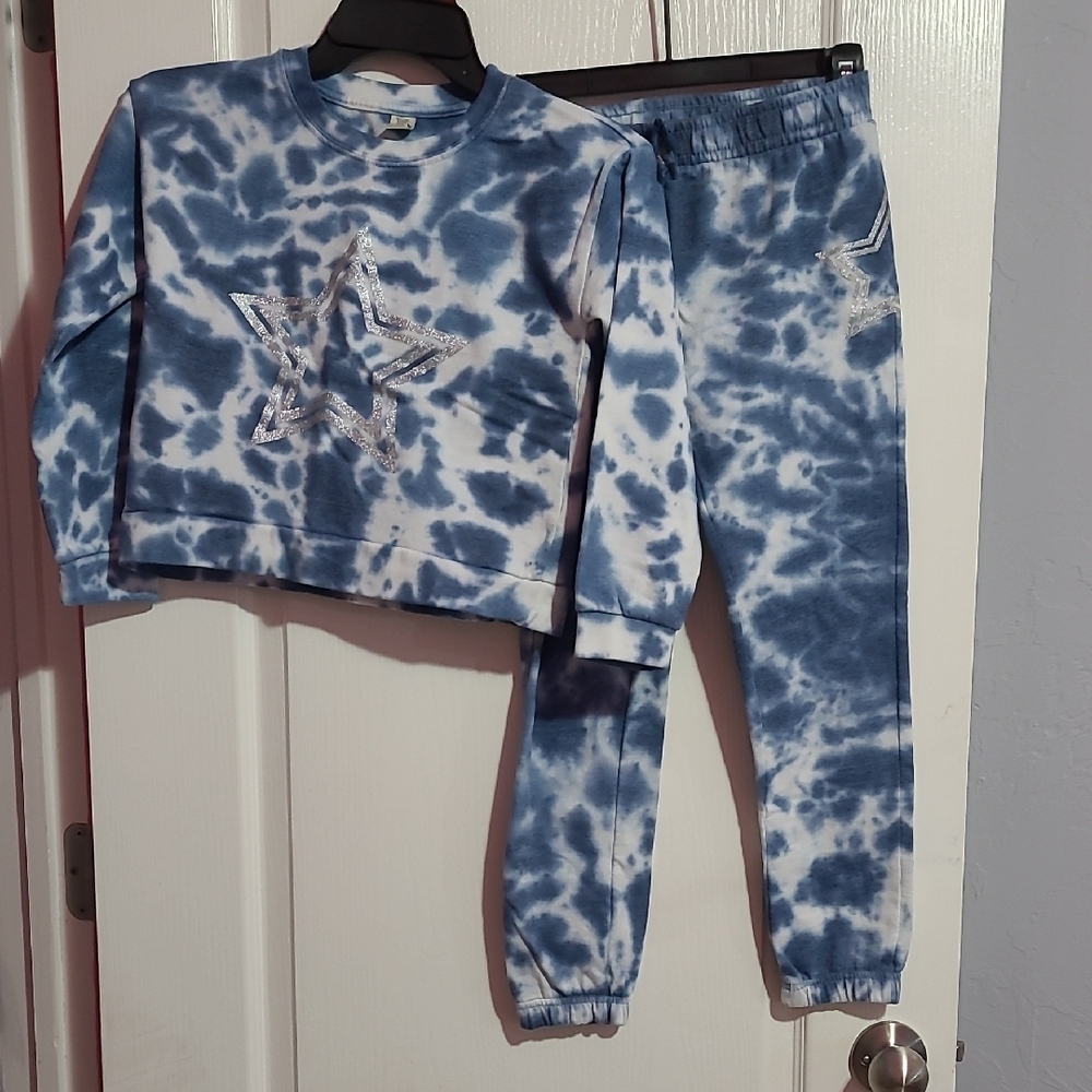 Blue Tie-Dye Kids Bottoms Set